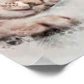 Leuke kitten slapen Dromerige waterverf schilderij Poster (Hoek)