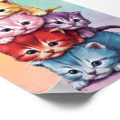 Leuke kittens in pastelkleuren Digitale download a Poster (Hoek)