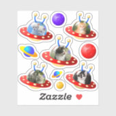 Leuke kittens katten in UFO's Vliegende schotels A Sticker (Vel)