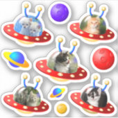 Leuke kittens katten in UFO's Vliegende schotels A Sticker (Voorkant)