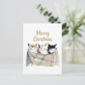 Leuke kittens kerst feestdagenkaart (Staand voorkant)