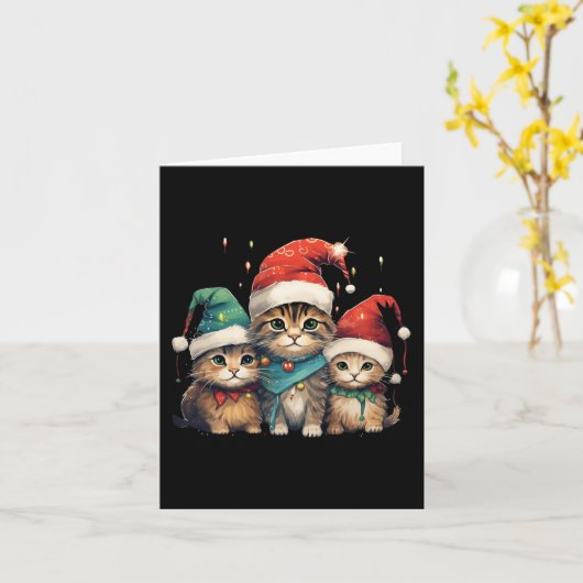 Leuke Kittens Kerst Xmas Tree Lights Xmas Cat Kaart (Gele Bloem)