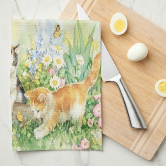 Leuke kittens keukenhanddoek (Quarter Fold)