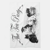 Leuke kittens Tea Party keukenhanddoek (Verticaal)