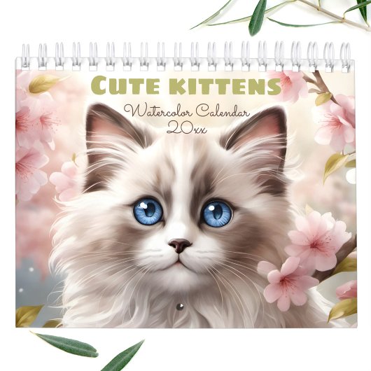 Leuke kittens Waterverf Seizoensgebonden Kat Lover Kalender
