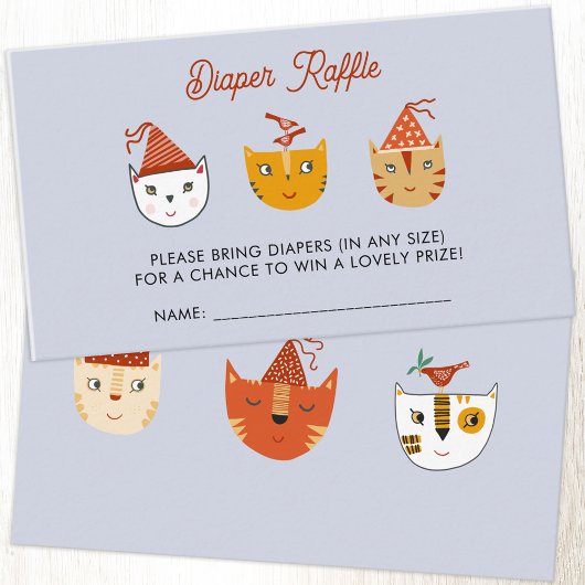 Leuke Kitty Cat Baby shower Luier Raffle Informatiekaartje
