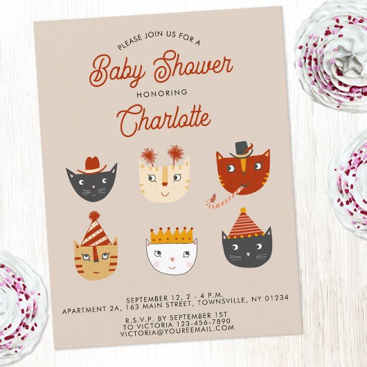 Leuke Kitty Cat Gepersonaliseerde Baby shower Uitn Briefkaart