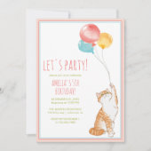 Leuke kitty kat ballonnen | Fun Pink Meisjes Verja Kaart (Voorkant)