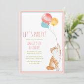Leuke kitty kat ballonnen | Fun Pink Meisjes Verja Kaart (Staand voorkant)