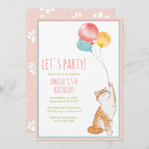 Leuke kitty kat ballonnen   Fun Pink Meisjes Verja Kaart