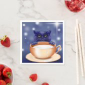 Leuke kitty kat blauwe servetten (Insitu)