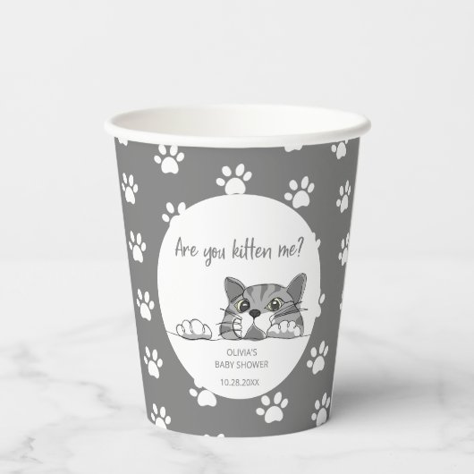 Leuke kitty kat Geslacht Neutraal Baby shower Papieren Bekers (Achterkant)