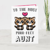 Leuke kitty kat kitten pun tante gelukkig verjaard bedankkaart (Voorkant)