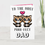 Leuke kitty kat kitten woordspeling vader gelukkig bedankkaart (Voorkant)