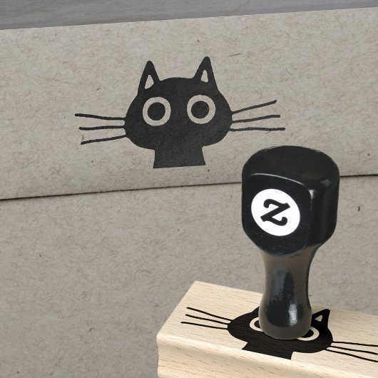 Leuke kitty kat met grote ogen en lange snorharen rubberstempel