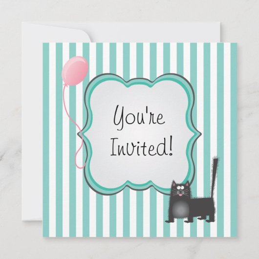 Leuke kitty kat verjaardagsfeestje uitnodiging (Achterkant)