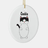 Leuke kitty kat zwart en wit personaliseren keramisch ornament (Rechts)