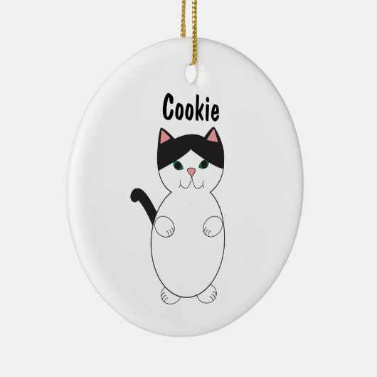 Leuke kitty kat zwart en wit personaliseren keramisch ornament (Rechts)