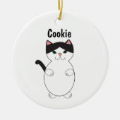Leuke kitty kat zwart en wit personaliseren keramisch ornament (Voorkant)