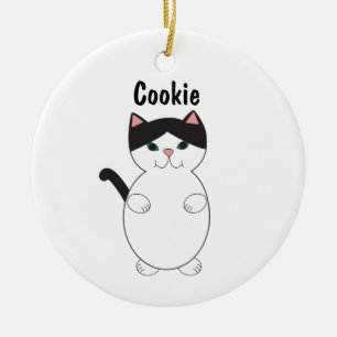 Leuke kitty kat zwart en wit personaliseren keramisch ornament