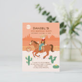 Leuke kleine cowboy en paard verjaardagsfeestje briefkaart (Staand voorkant)