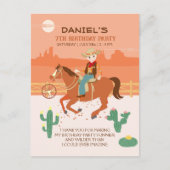 Leuke kleine cowboy en paard verjaardagsfeestje briefkaart (Voorkant)