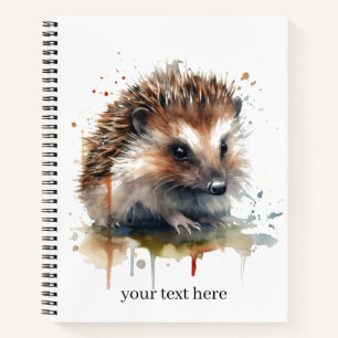 Leuke kleine egel in bruine waterverf notitieboek