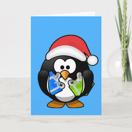 Leuke kleine geanimeerde kerstpinguïn feestdagen kaart (Voorkant)