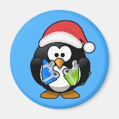 Leuke kleine geanimeerde kerstpinguïn magneet (Voorkant)