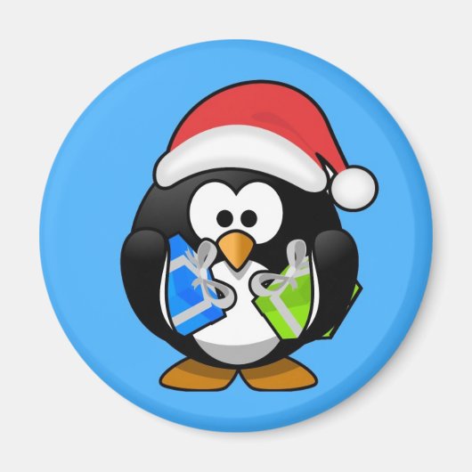 Leuke kleine geanimeerde kerstpinguïn magneet (Voorkant)