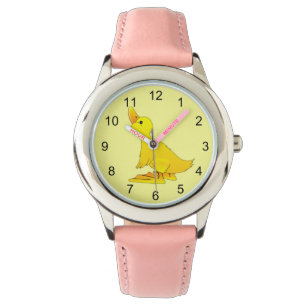 Leuke kleine gele Cartoon eend Horloge