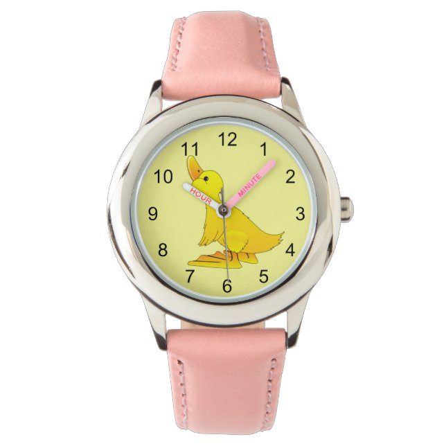 Leuke kleine gele Cartoon eend Horloge (Voorkant)