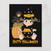 Leuke kleine Halloween heks, zwart sinaasappel jur Briefkaart (Voorkant)
