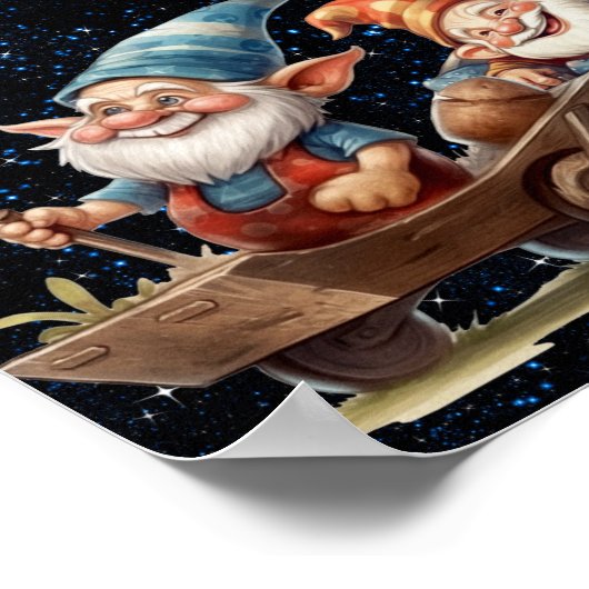 Leuke kleine heks en blij gnome Poster (Hoek)