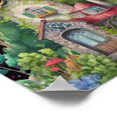 Leuke kleine heks en kat met een gelukkig huis poster (Hoek)