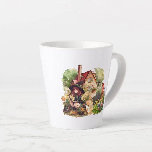 Leuke kleine heks en vos latte mok (Rechterhoek)