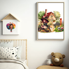 Leuke kleine heks en vos poster