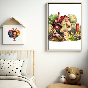 Leuke kleine heks en vos poster