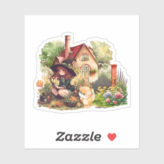 Leuke kleine heks en vos | STICKER (Vel)