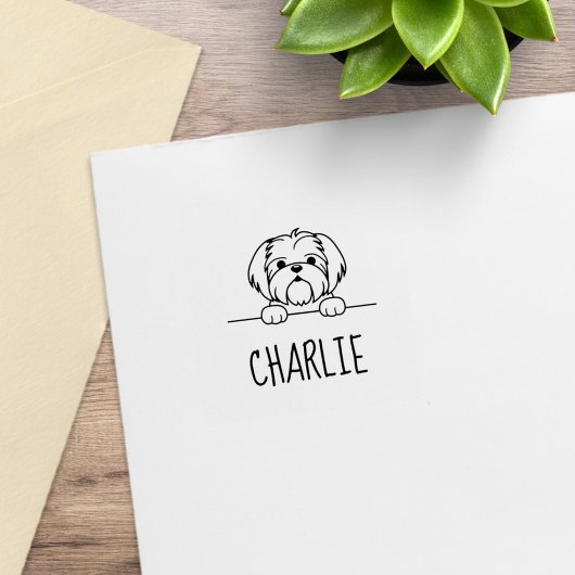 Leuke kleine hond Shih Tzu aangepaste naam Rubberstempel