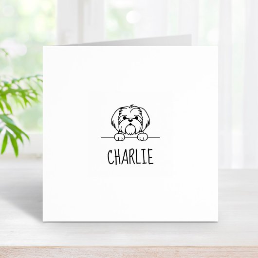 Leuke kleine hond Shih Tzu aangepaste naam Rubberstempel