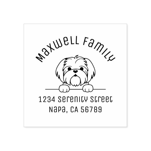 Leuke kleine hond Shih Tzu Arch Adres Rubberstempel (Afrduk)
