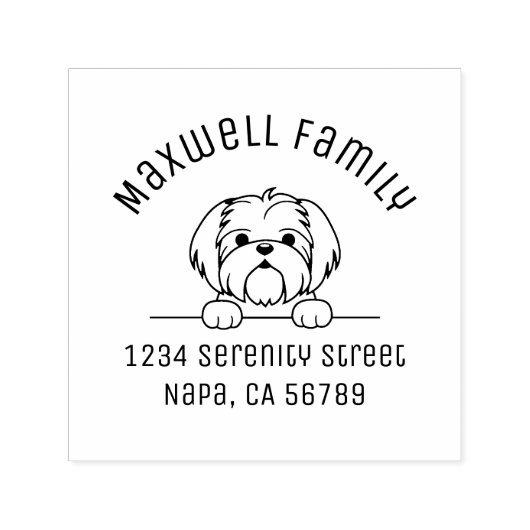 Leuke kleine hond Shih Tzu Arch Adres Zelfinktende Stempel (Design)