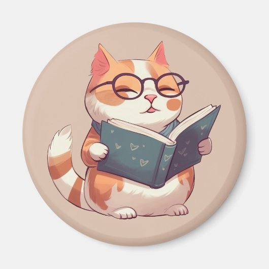 Leuke kleine kat lezen van een boek magneet (Voorkant)