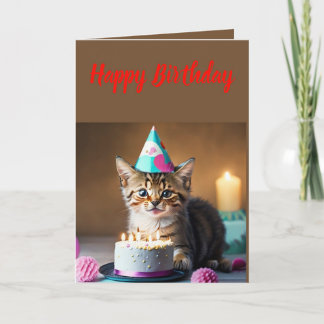 Leuke kleine kitten verjaardag kaart