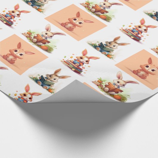 Leuke kleine konijntjes lezen cadeaupapier (Hoek)