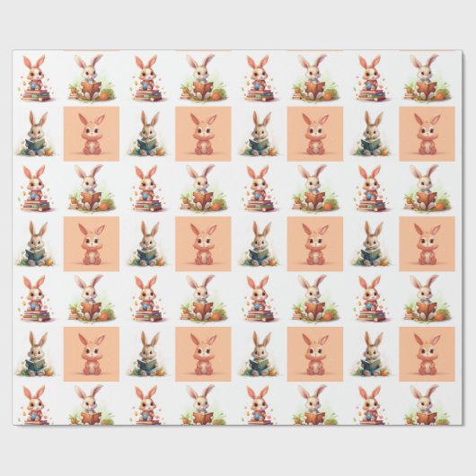 Leuke kleine konijntjes lezen cadeaupapier (Vlak)