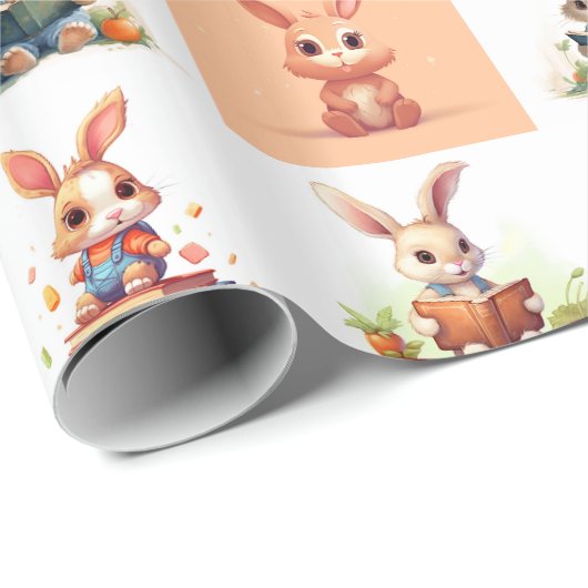 Leuke kleine konijntjes lezen cadeaupapier (Rol Hoek)