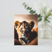 Leuke kleine leeuwenkubje met blauwe ogen briefkaart (Staand voorkant)