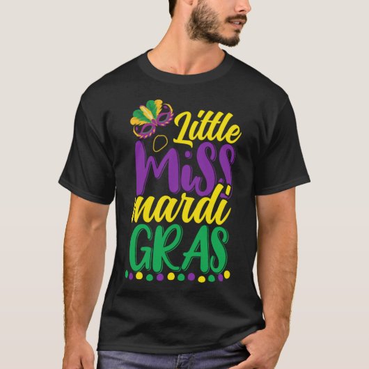 Leuke kleine Miss Mardi Gras 2024 kralen vrouwen m T-shirt (Voorkant)